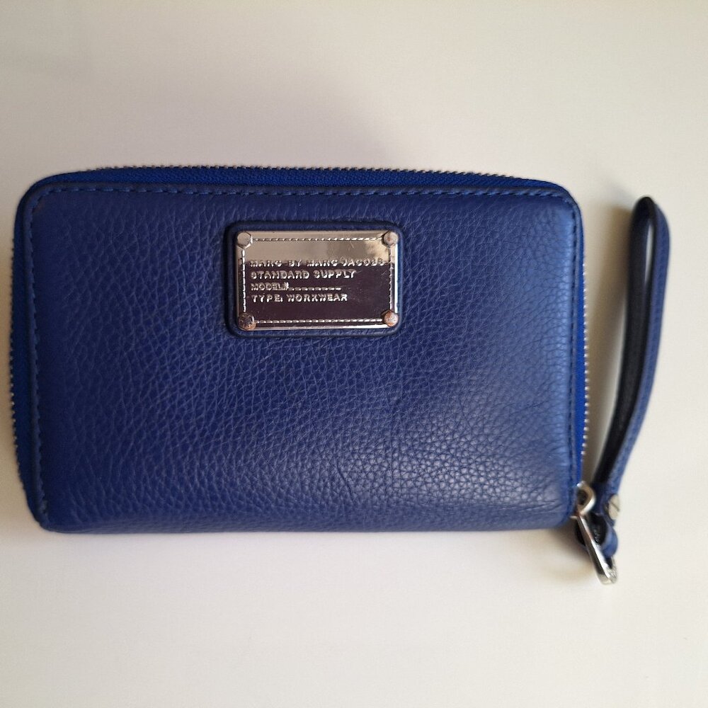 Marc Jacobs Blue Leather Zip Around Wallet